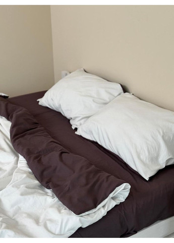 Постельное белье с резинкой Молочный с Шоколадным, сатин Семейный размер, наволочки 70/70 No Brand (364220050)