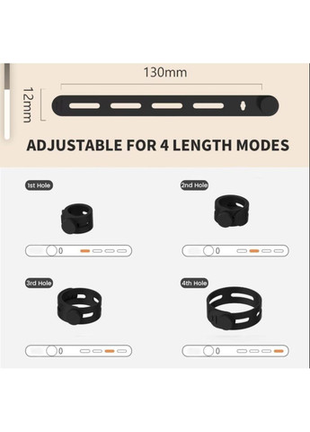 Фіксатор-затискач для кабелю органайзер хомут стяжки силіконові 15 шт Чорний Captain (356680639)