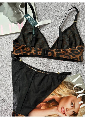 Коричневий комплект жіночої білизни без кісточок леопардовий CHLX