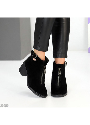 Чорні ботильйони демі, чорний замш No Brand