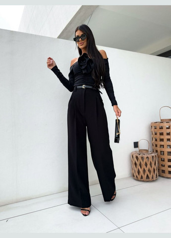 Женские брюки палаццо цвет черный р.42/44 454141 New Trend (289477944)