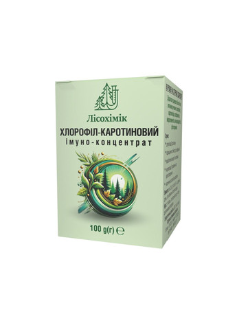 Хлорофіл-каротиновий Імуно-концентрат універсальний для всієї сім’ї 100 г (скло) Лісохімік (346287326)