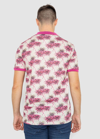 Бежева поло чоловіче з принтом рожево-бежеве розмір l (sku_247r309) з коротким рукавом No Brand