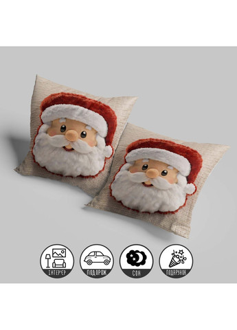 М’яка подушка з різдвяним Санта-Клаусом, затишний новорічний декор 35 х 35 см 13314 WONKEY (371812995)