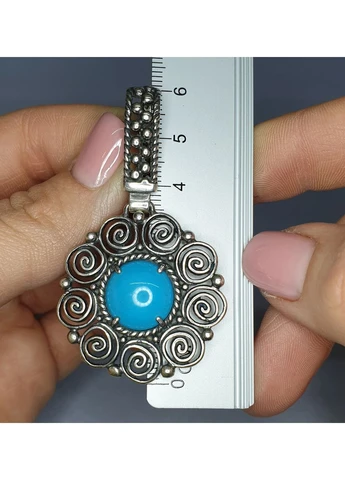 Сережки срібні з бірюзою й кубічним цирконієм 21,40 г No Brand (382675683)