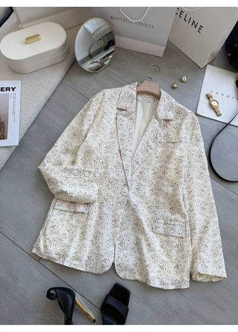 Бежевый женский жакет - замеры в описании GD/GL Модний простір с цветочным узором - всесезон