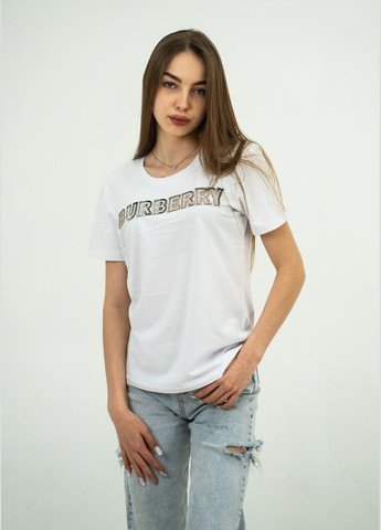 Белая летняя футболка женская Burberry