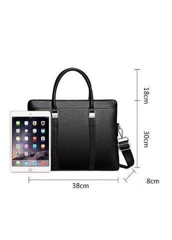 Шкіряний портфель для документів планшета чорний No Brand (302391083)