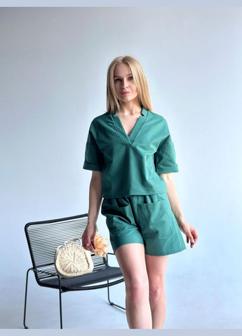 Льняной костюм с шортами Fashion Girl (301064908)