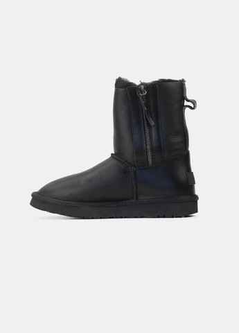 Угг со змейкой Черные Кожаные Classic Black Leather Zip UGG (315411476)