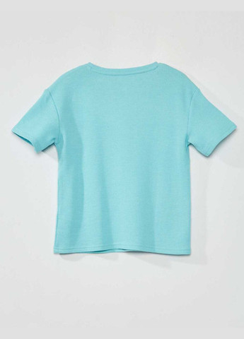 Блакитна футболка basic,блакитний з принтом, Kiabi