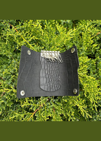 Шкіряна ключниця під рептилію матова чорна No Brand (301873285)