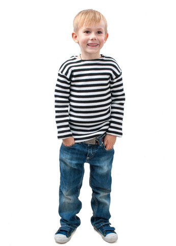 Черно-белый зимний тельняшка моряка детская тёплая вязаная темно-синяя полоска Одеські тільняшки