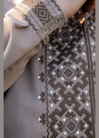 Кофейная мужская вышиванка зорян кофейная V&V (312522061)