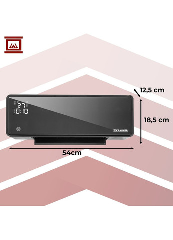 Електричний настінний нагрівач-повітряна завіса 26399 Black (2000 Вт, Wi-Fi, скляна панель, пульт ДК, Польща) Kaminer (372473528)