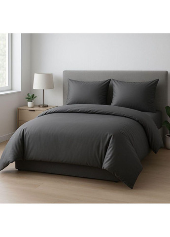 Набір постільної білизни євро підковдра 200х220 см + 2 наволочки 50х70 см преміум сатин бавовна т/сірий IDEIA (361970731)