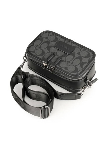 Сумка через плечо мужская из натуральной кожи с логотипом Coach Wyatt Crossbody In Signature Canvas Черный No Brand (363904911)