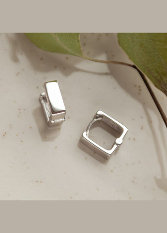 Серебряные серьги объемный Квадрат без камней No Brand (333705316)