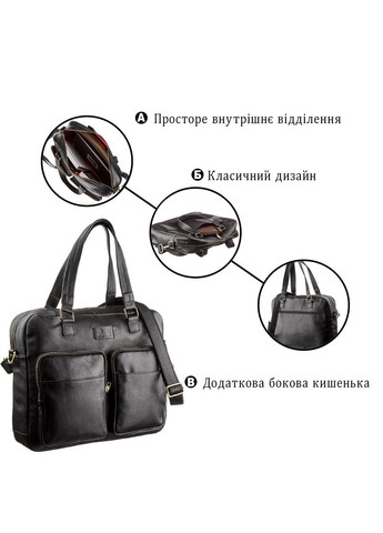 Чоловіча шкіряна ділова сумка-портфель для ноутбука з кишенями чорна (sku_19108) No Brand (330012856)