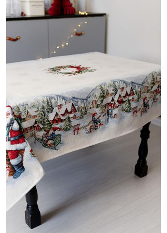 Скатертина гобеленова з велюром Снігова зима 135х220 см Прованс (366970006)