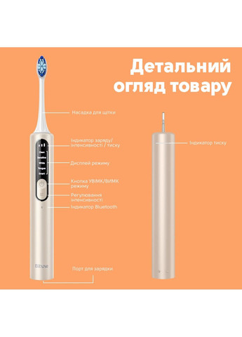 Електрична зубна щітка S3 Smart 4 насадки та футляр white Bitvae (306631871)