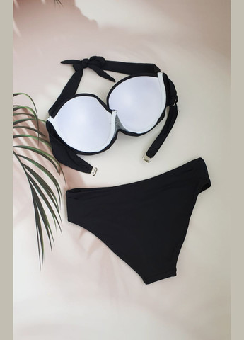 Чорний літній молодіжний роздільний купальник на шию роздільний No Brand