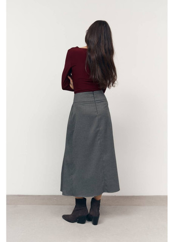 Жіноча спідниця міді зі складками та розрізом MonCher (368634170)