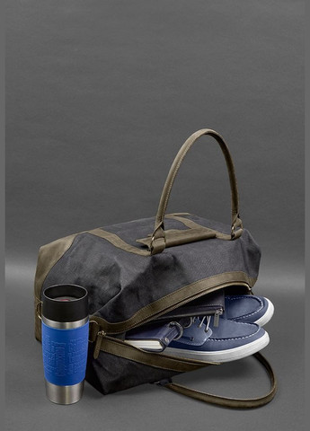 Дорожная сумка из конваса и натуральной темно-коричневой кожи Crazy Horse (A-028161) BlankNote (327874098)