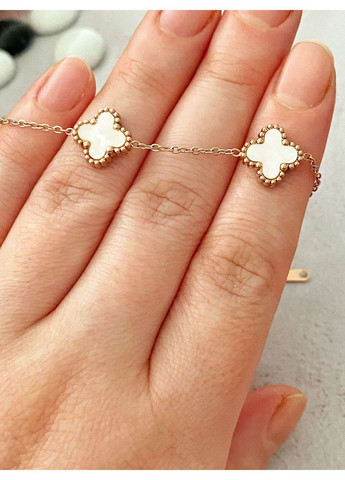 Позолоченные Серьги "Клевер" + Браслет дл.17см-20.5см, дл.17.5см-20.5см. Позолота No Brand (364502960)