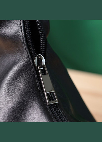 Практична жіноча сумка на плече з гладкої натуральної шкіри чорна 22828 Shvigel (329196603)