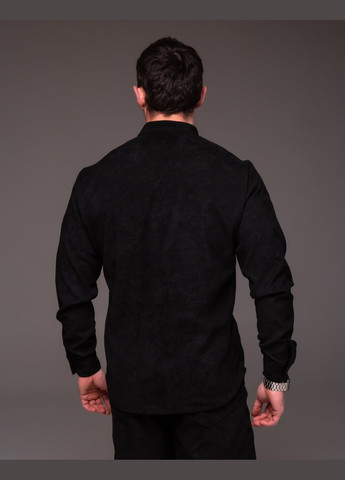 Черная классическая, повседневный, кэжуал рубашка однотонная Vakko