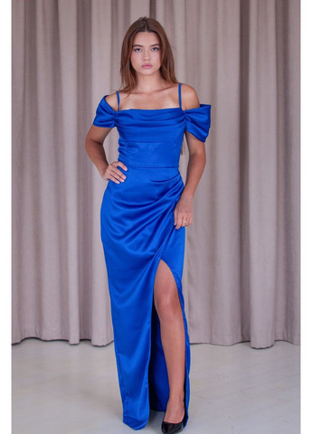 Синя вечірня плаття First Woman однотонна