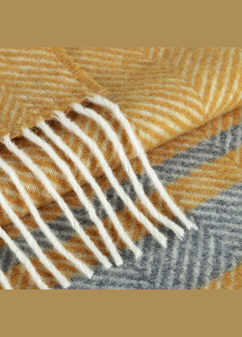 Плед Мериносовый однотонный с полосками белый-горчица-серый 140 x 200 см Love You 4489 (315690667)