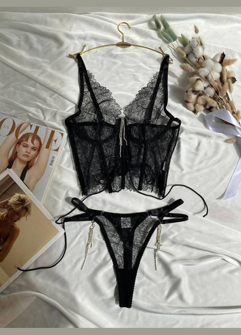 Чорний демісезонний жіночий комплект нижньої білизни No Brand