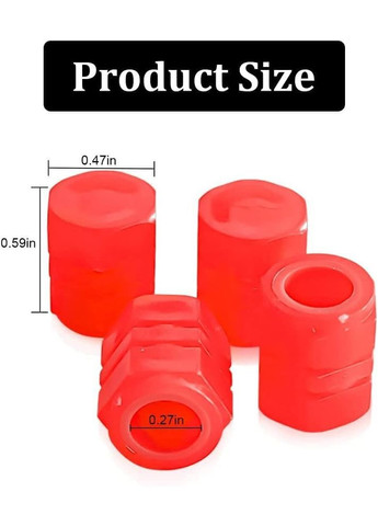 Флуоресцентні ковпачки на ніпель для велосипеда машини самокату набір з 10 шт червоний (RT050781-10) Bluefield (334012002)