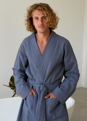 Чоловічий вафельний халат, розмір M Vishnya (328389367)