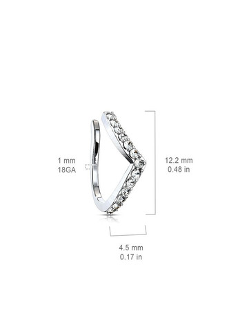 Серьга клипса (обманка) с фианитами для крыла носа NOCL28-C, фейк-пирсинг Spikes (333698655)