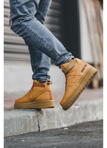 КРОССОВКИ ЖЕНСКИЕ NIKE AIR FORCE 1 GORE-TEX BROWN V2 НАЙК АИР ФОРС 1 ПРЕМИУМ No Brand коричневые демисезоны (369390957)