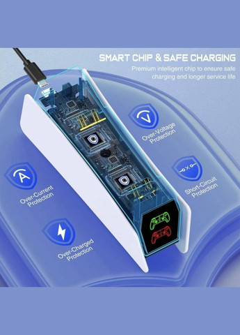 Зарядка для джойстика BebonCool PlayStation 5 PS5 DualSense Dualsense Edge на 2 геймпада с LED RGB Белый No Brand (330778766)