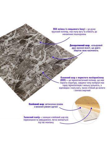 3D панель самоклеюча кладка 700х770х7мм Чорна-біла (330) SW-00000674 Sticker Wall (362095012)