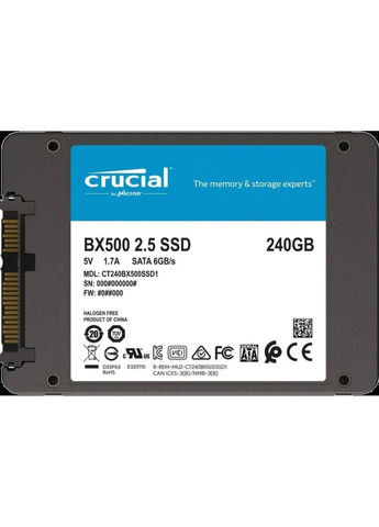 Накопитель SSD 2.5" 240GB SATA BX500 (CT240BX500SSD1) Crucial (372464805)
