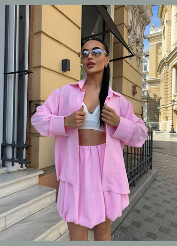 Костюм 2-ка креп жатка оверсайз рубашка и юбка No Brand (347043218)