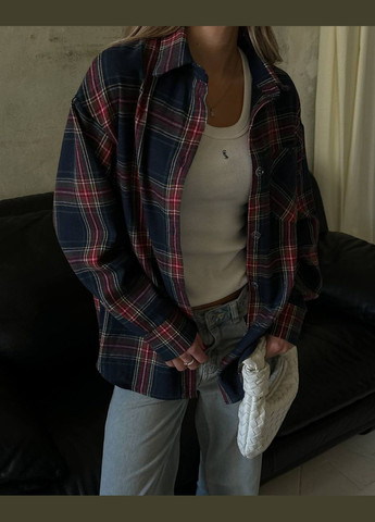 Синяя классическая рубашка в клетку DK/DL Мода без кордонів