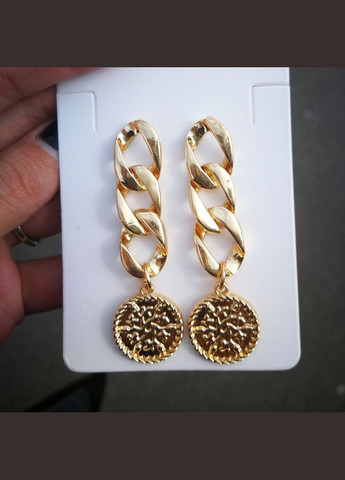 Жіночі довгі сережки — ланцюжки в золотистому кольорі 6*2 см No Brand (314806860)