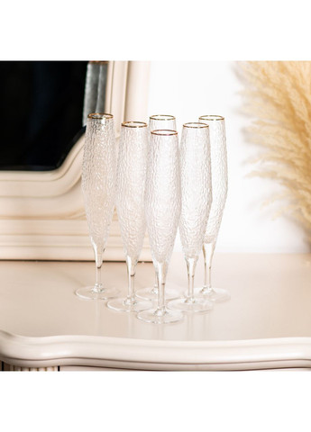 Набор бокалов для шампанского Stunning фактурных 6 штук по 250 мл Прозрачный Yiwu (360454951)