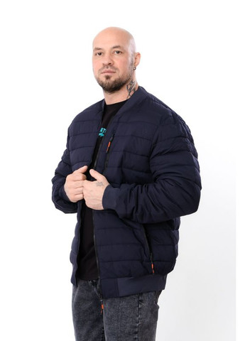 Темно-синяя демисезонная демисезонная мужская стеганная куртка (плюс сайз) (p-18179) Носи своє