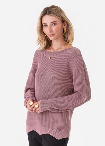 Пудровий демісезонний дизайнерський светр з оригінальним фігурним коміром та планкою SVTR