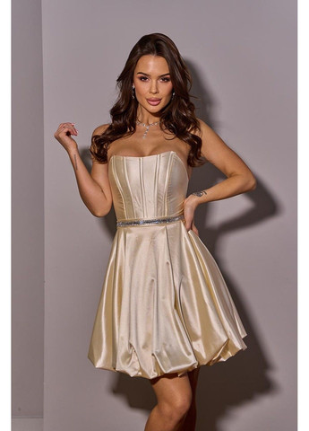 Молочное коктейльное платье корсет мини 25005 кремова Tanita-Romario