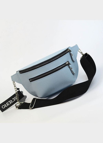 Блакитна жіноча шкіряна нагрудна поясна маленька сумка бананка через плече Serebro (322846281)