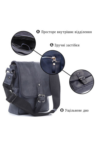 Шкіряна сумка крос боді синя чоловіча 11015 Shvigel (329195280)